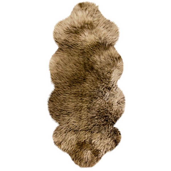 Art.-Nr. 151 BS - Australisches Lammfell aus 1 1/2 Fellen - braun mit hellbraunen Spitzen