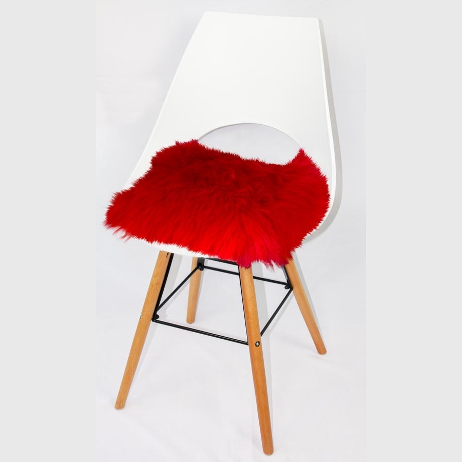 ✓ Quadratische Sitzauflagen aus australischem Lammfell (ca. 44 × 44 cm, rot)