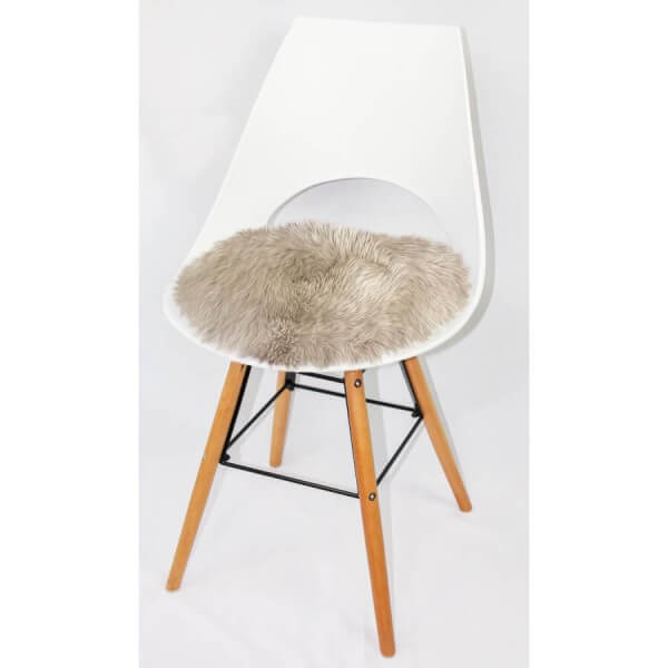 Runde Sitzauflage aus australischem Lammfell - Art. 406 LE, leinen