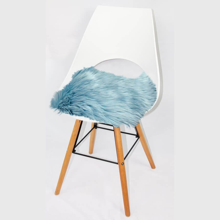 ✓ Quadratische Sitzauflagen aus australischem Lammfell (ca. 44 × 44 cm,  taubenblau)