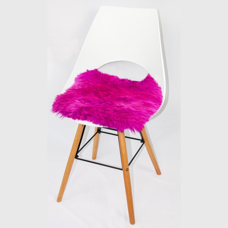 ✓ Quadratische Sitzauflagen aus australischem Lammfell (ca. 44 × 44 cm, pink )
