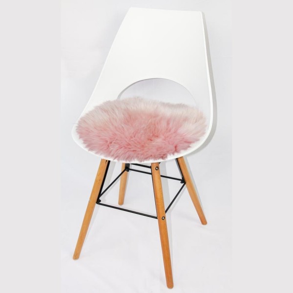 Runde Sitzauflage aus australischem Lammfell - Art. 406 RO, rosa